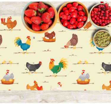 individuais de mesa de vinil com desenhos de frango - TenStickers