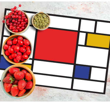 蒙德里安几何艺术原创乙烯基餐垫 - TenStickers