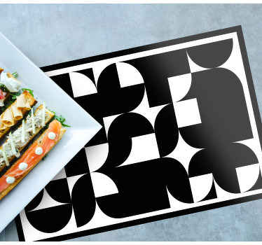 Mantel individual original Patrón de arte geométrico círculo negr - TenVinilo