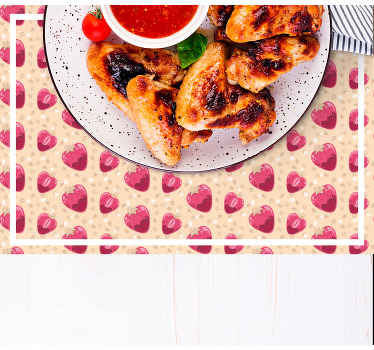 Strawberry pattern on beige modern placemats - TenStickers