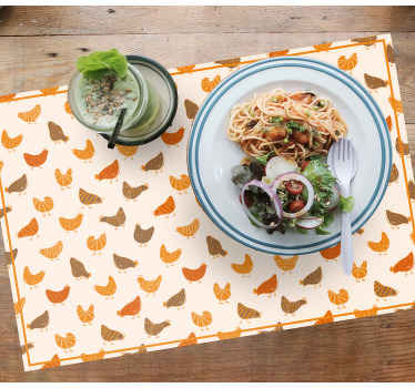 Mantel individual infantil Pollito y pollito patrón naranja - TenVinilo
