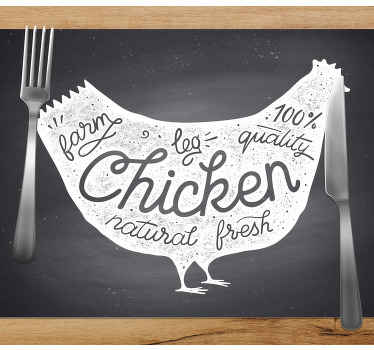 老式鸡黑板原始餐垫 - TenStickers