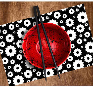 Svart bakgrunn hvite tusenfryd vinyl spisebrikker - Tenstickers