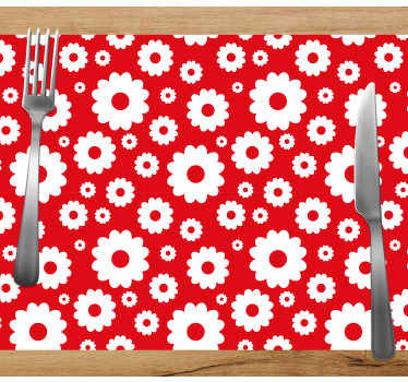 Margaridas brancas em individuais de mesa de vinil com fundo verm - TenStickers