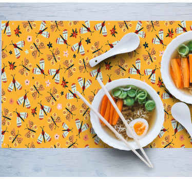 Mantel individual rectangular Mariposas dibujadas a mano - TenVinilo