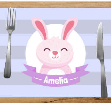 Happy white bunny modern placemats - TenStickers
