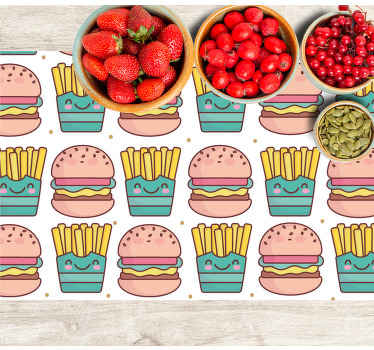Individuais de mesa modernos Batatas fritas e hambúrguer - TenStickers