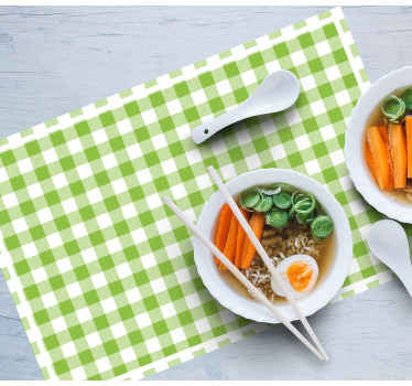 Mantel individual moderno Diseño de cuadros verdes a cuadros - TenVinilo