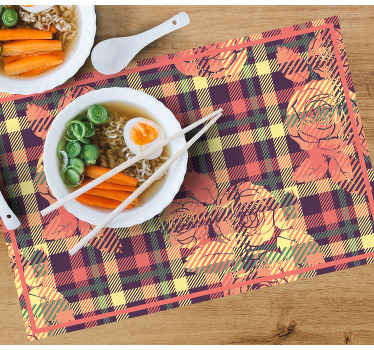 Klassisk rutemønster med roser spisebrikke moderne - Tenstickers