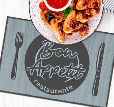 Mantel individual restaurante Azul personalizable con vajilla - TenVinilo