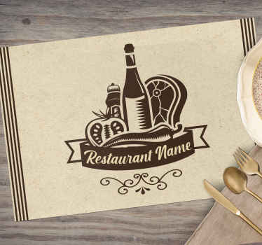 Mantel individual restaurante Nombre personalizable con vajilla - TenVinilo