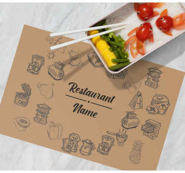 Mantel individual restaurante Nombre personalizable marrón con ve - TenVinilo