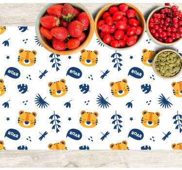 Mantel individual infantil Cabeza de cachorro de tigre y patrón d - TenVinilo