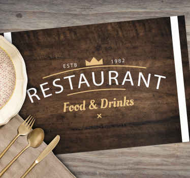 Mantel individual restaurante Fondo marrón con nombre - TenVinilo