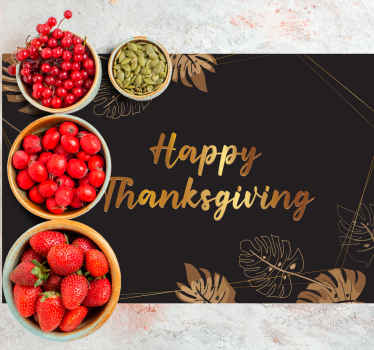 Thanksgiving gold leaf quote placemats - TenStickers