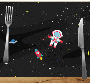 Individuais de mesa originais Astronauta solitário com foguete - TenStickers