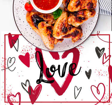 Mantel individual original Corazón rojo con amor escrito - TenVinilo