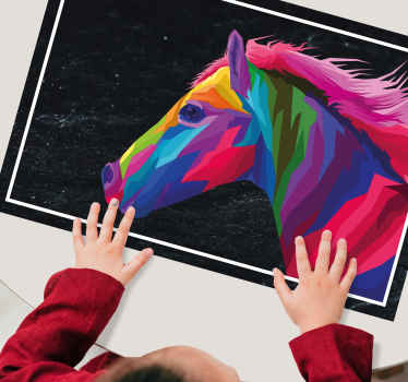 Mantel individual rectangular Caballo colorido abstracto - TenVinilo