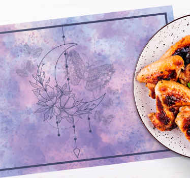 Individuais de mesa de borboletas Lua de mandala de borboleta - TenStickers