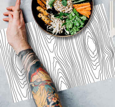 Sort og hvidt træ tekstur originale dækkeservietter - TenStickers