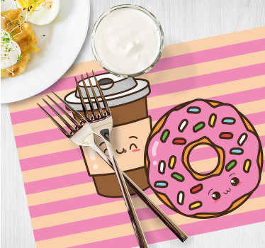 Rosa donut och kaffe ursprungliga bordstabletter - Tenstickers
