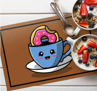 Cute mug with a donut inside original placemats - TenStickers