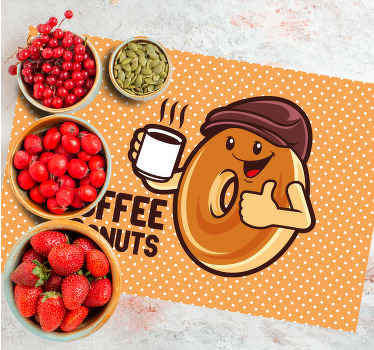Mantel individual original Donut bebiendo una taza de cafe - TenVinilo