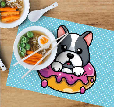 Mantel individual original Lindo perro dentro de una rosquilla - TenVinilo
