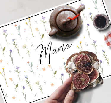 Individuais de mesa com nome Flores coloridas de jardim - TenStickers