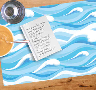 蓝色海浪图案乙烯基餐垫 - TenStickers