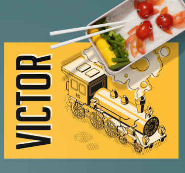 Fint togdesign og navn spisebrikke med navn - Tenstickers