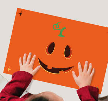 Black/orange happy pumpkin Halloween placemats - TenStickers