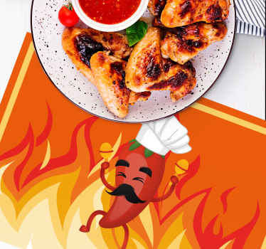 Individuais de mesa modernos Grafite de desenho animado de chili  - TenStickers