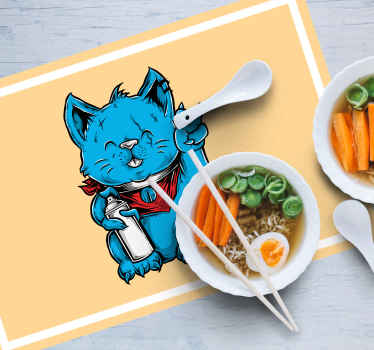 Individuais de mesa originais Gato de desenho animado com brinco - TenStickers