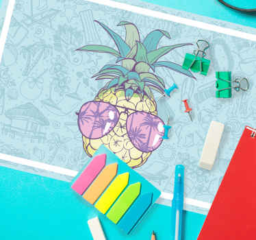 Individuais de mesa originais Desenho animado de abacaxi havaiano - TenStickers