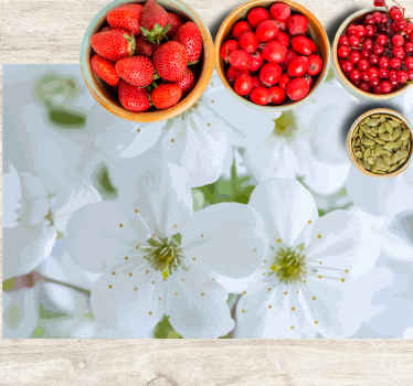 Maleri af hvide blomster dækkeserviet - TenStickers