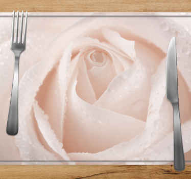 Smuk hvid rose moderne dækkeservietter - TenStickers
