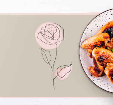 水彩白玫瑰抽象现代餐垫 - TenStickers