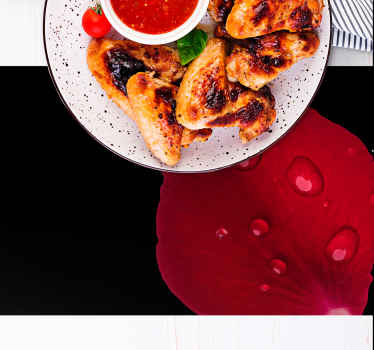 赤いバラ柄の水滴モダンランチョンマット - TENSTICKERS