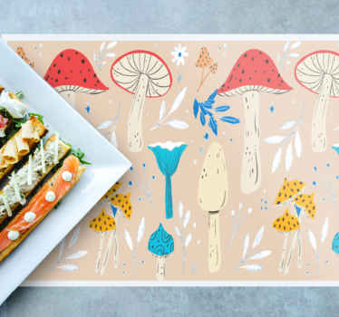 Klassiske svampe beige baggrund dækkeservietter - TenStickers