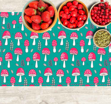 Classical mushrooms on turquoise placemats - TenStickers