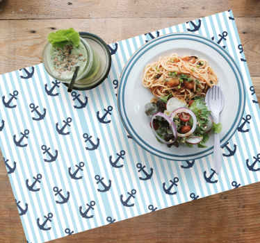 Marinblå vertikala ränder mönster bordstabletter - Tenstickers