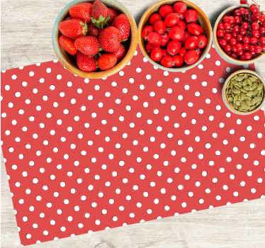 Hvite prikker over rødt spisebrikke original - Tenstickers