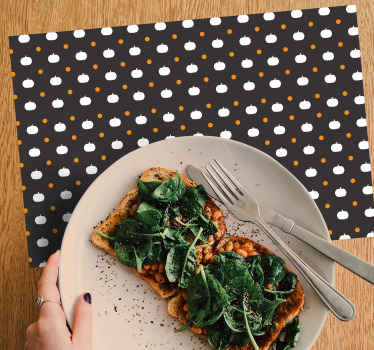 Mantel individual Halloween calabaza y lunares - TenVinilo