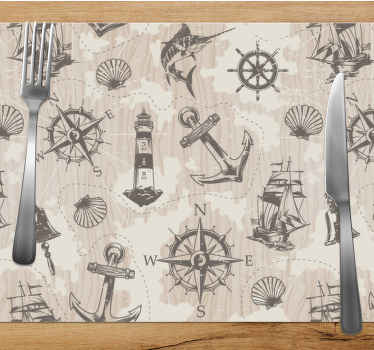 Anchors on wood planks pattern placemats - TenStickers