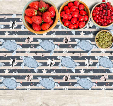 Turtles and stripes nautical Vinyl placemats - TenStickers