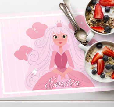 Rosa prinsesse med sky spisebrikke spedbarn - Tenstickers