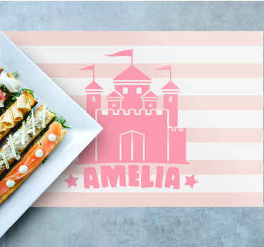 Mantel individual personalizable Castillo monocolor con princesas - TenVinilo