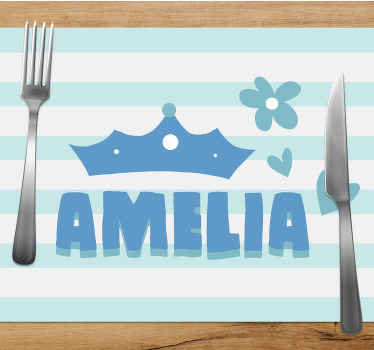Individuais de mesa com nome Princesa azul claro - TenStickers