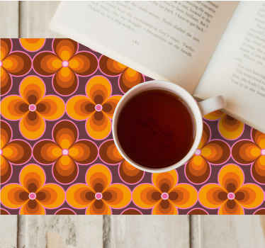 Blomma retro groovy mönster original bordstabletter - Tenstickers